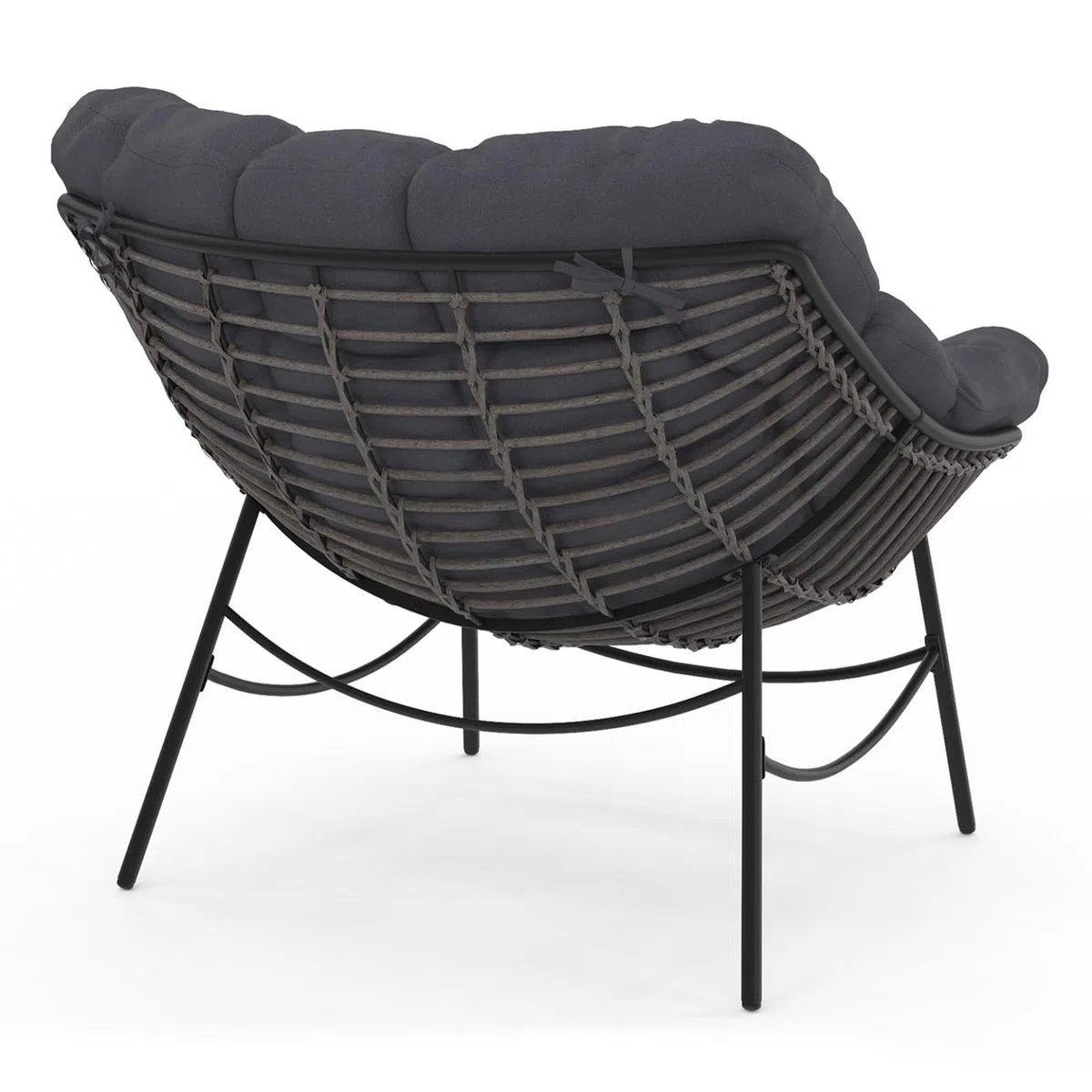 IDMarket - Fauteuil de Jardin Relax LOA Effet rotin Gris et Coussin Gris