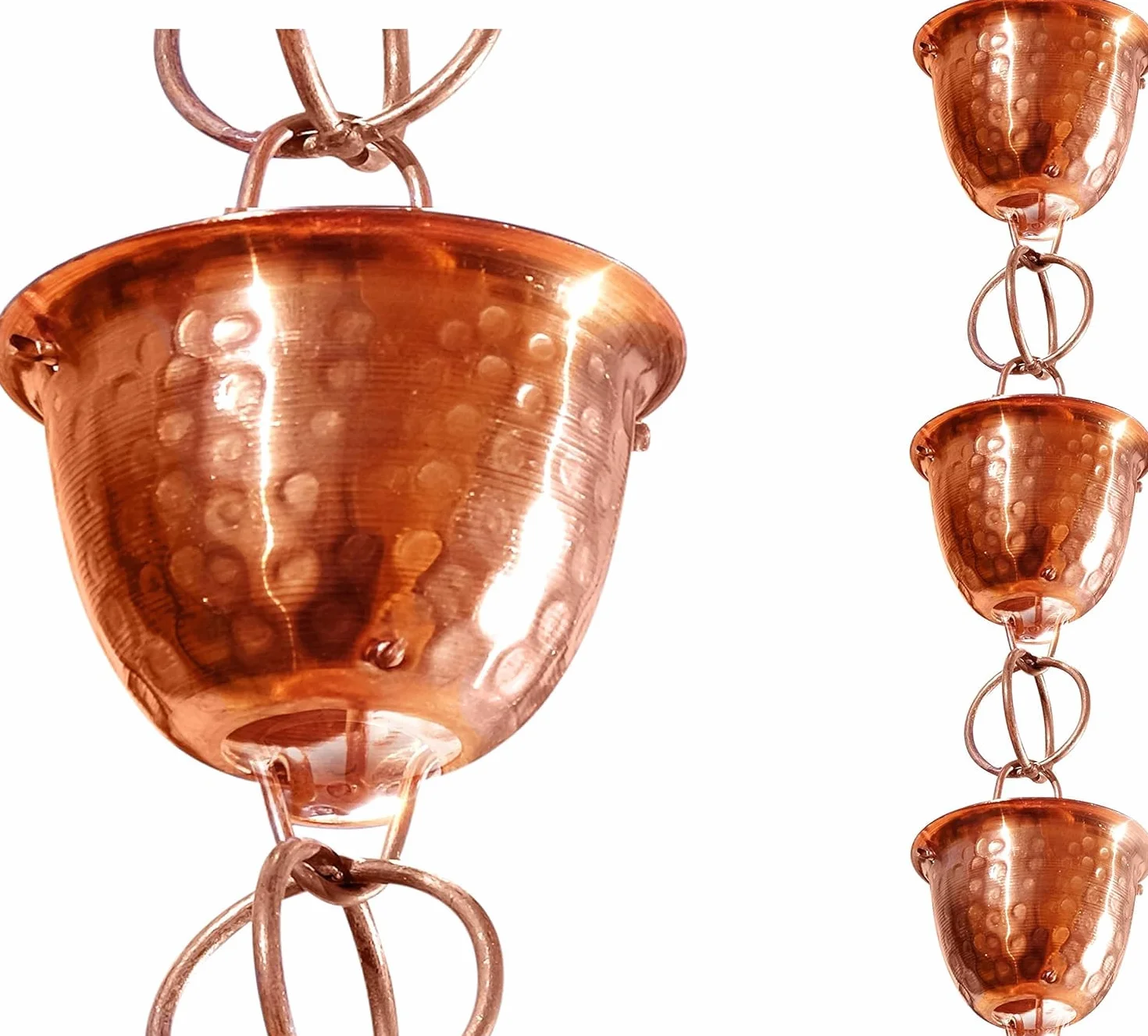 Monarch Rain Chains 26558, haîne de Pluie forgée en cuivre Pur, pour gouttières, Longueur 2,6 m