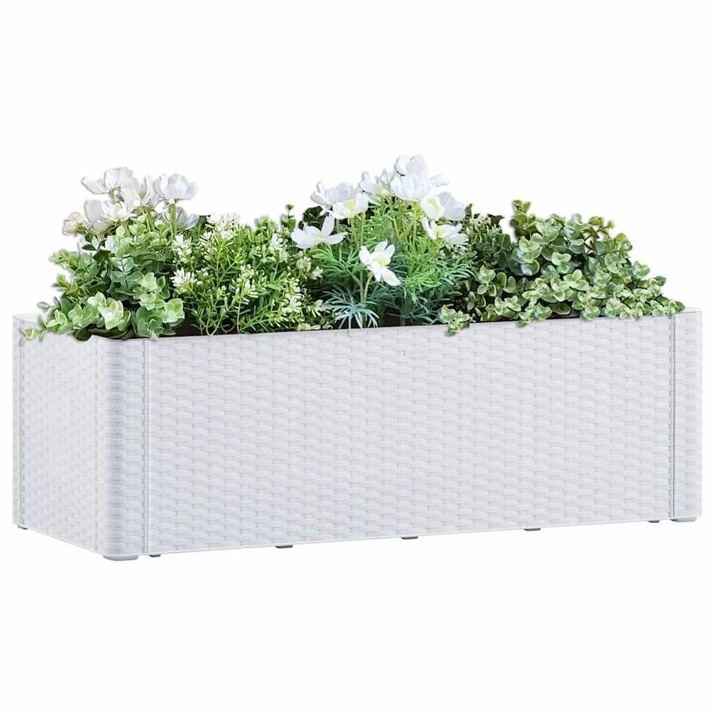 Jardinière surélevée blanche - 100 x 43 x 33 cm - Avec système d'auto-irrigation - Pot de fleurs en polypropylène robuste pour l'intérieur et l'extérieur