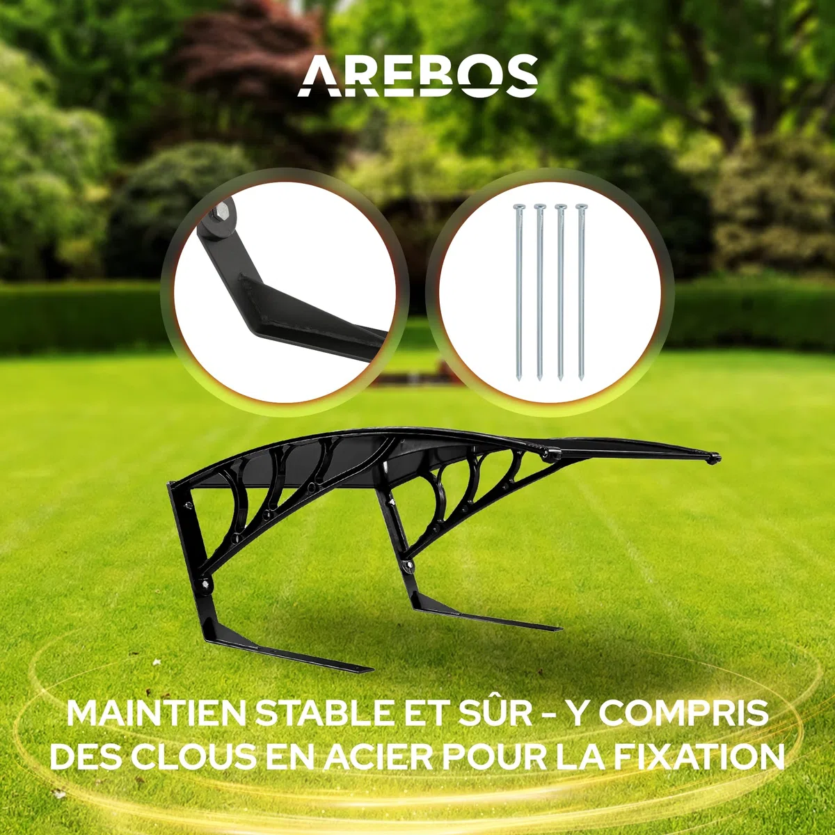 Arebos Garage de Tondeuse Robot | Abri pour Robot | Taille 102 x 79 x 46 cm | Résistant aux intempéries + Protection UV | avec Pieds en métal | matériel de Montage Inclus