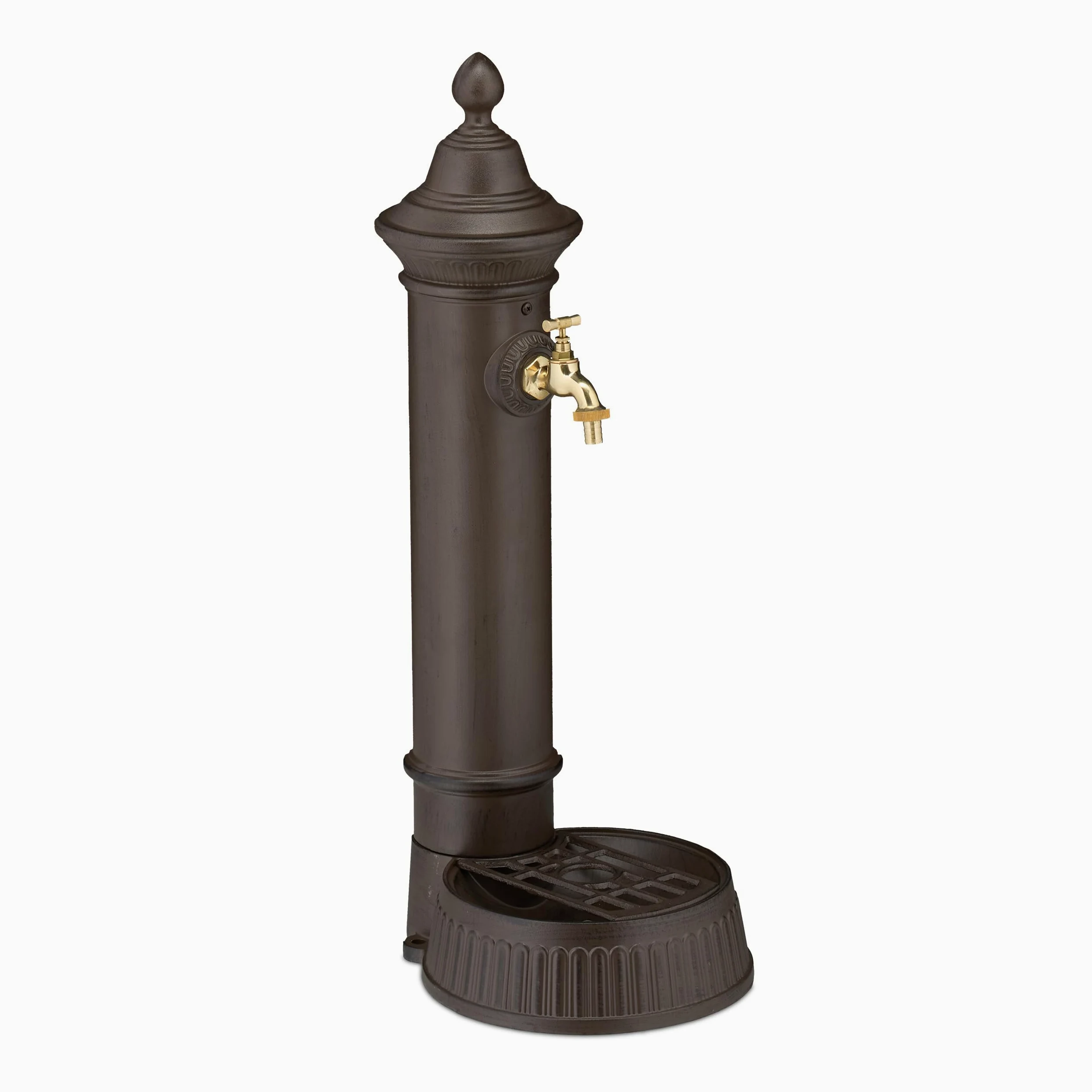 Relaxdays Fontaine extérieure de Jardin, Design Antique, avec Robinet et bac, H x L x P : env. 72 x 26 x 31 cm, Marron