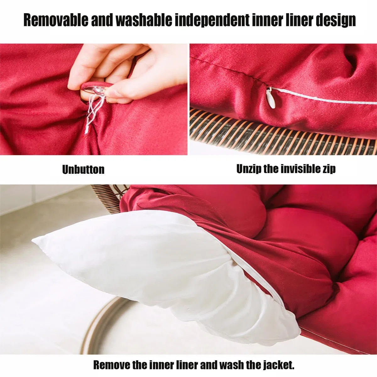 Balançoire Panier Suspendu Coussin de siège Respirant éPaissir Coussins pour Chaise à œUfs Suspendue, Amovible Chaise Oeuf Suspendue pour Patio Jardin Extérieur - Uniquement des Coussins À Vendre(A2)