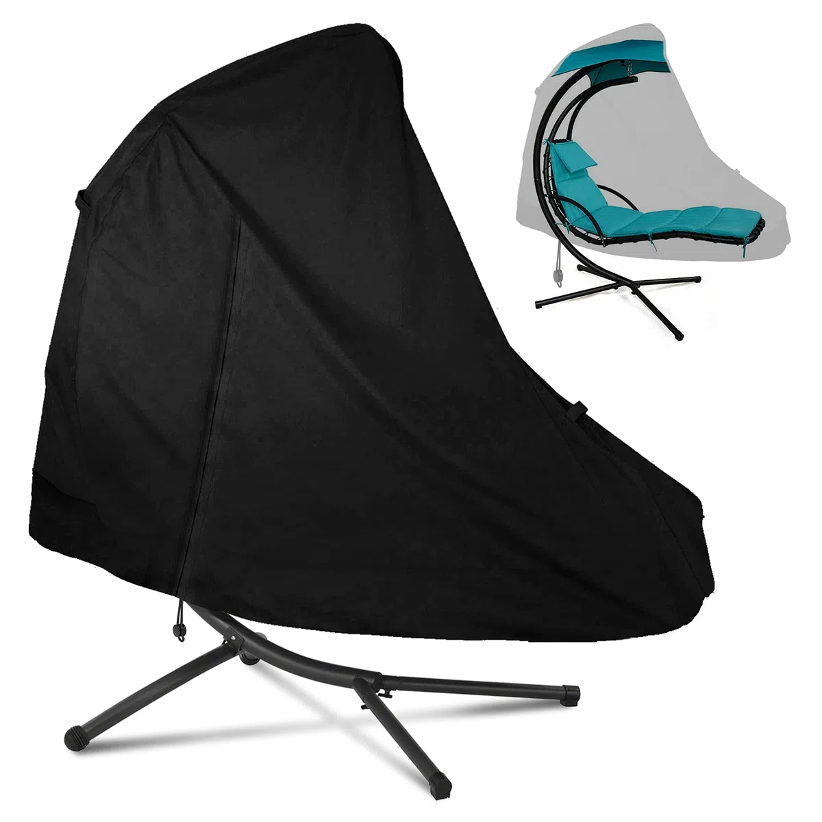 Housse Transat Suspendu avec Fermeture Éclair, Housse Bain de Soleil Suspendu Iimperméable, Coupe-Vent, Anti-UV, 210D Oxford Tissu - Noir (200 * 120cm(79 * 47in))