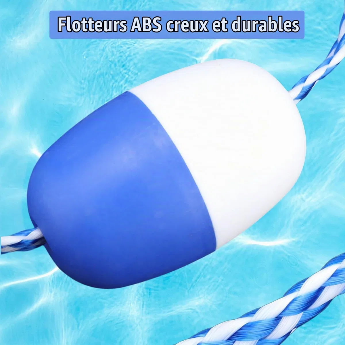 Corde de Séparation de Sécurité de 5 M pour Piscine, Séparateur de Sécurité À Cordon Flottant pour Piscine Avec Flotteurs et Crochets pour Diviser Les Zones Dangereuses Ou Les Couloirs de Nage