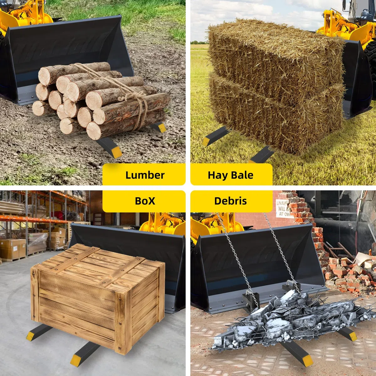 Garvee Fourches à palettes 152 cm capacité 1814 kg – Robustes avec barre stabilisatrice réglable, fixation rapide – Pour chargeur tracteur et skid steer