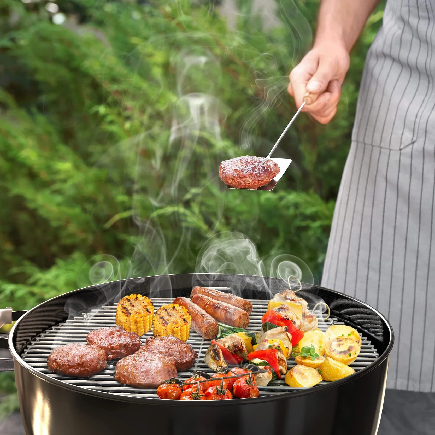 onlyfire Grille de Barbecue pour Weber et Napoleon 57 cm - Facile à Remplir de Charbon de Bios - 54.5 cm - Acier Inoxydable - Grille de Cuisson avec Poignée pour Barbecue à Charbon - Accessoire de BBQ