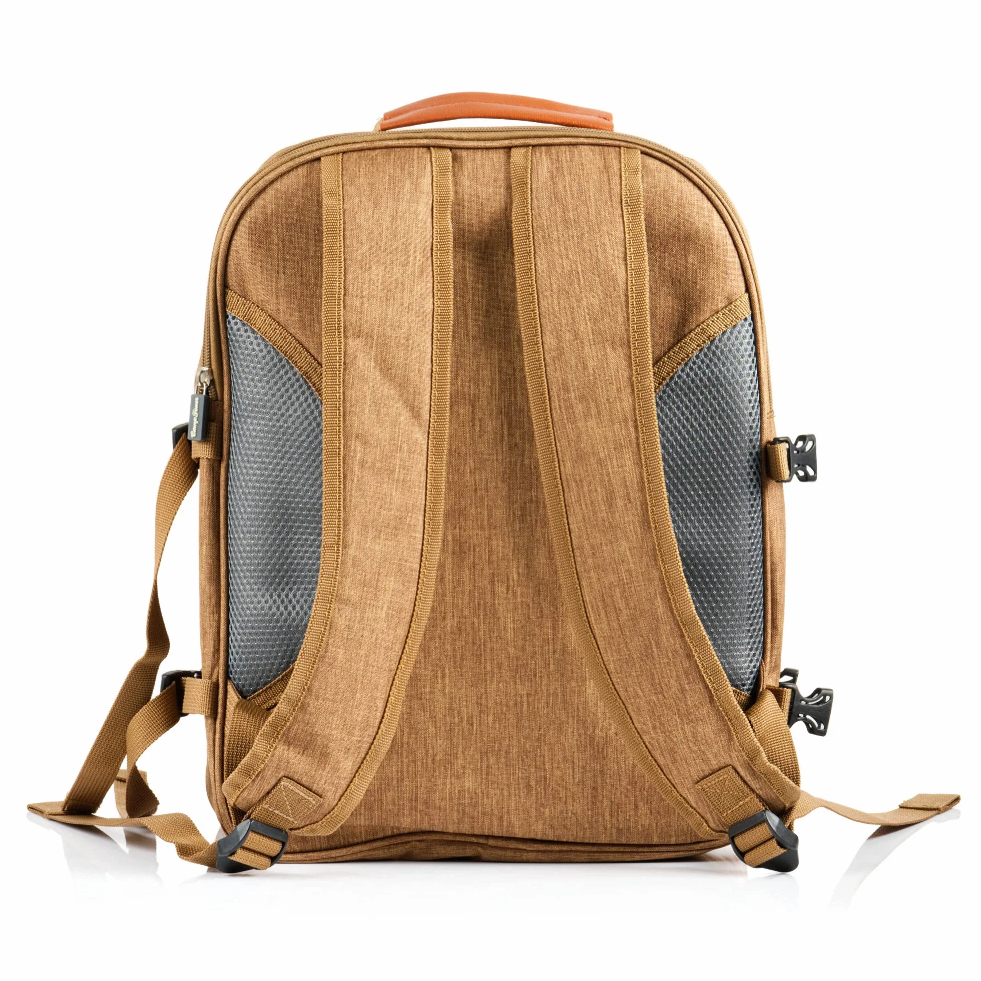 CampFeuer Sac à Dos de Pique-Nique pour 4 Personnes | Marron | Set de Pique-Nique 32 pièces | Comprenant Un Porte-Bouteille et Une Couverture Polaire
