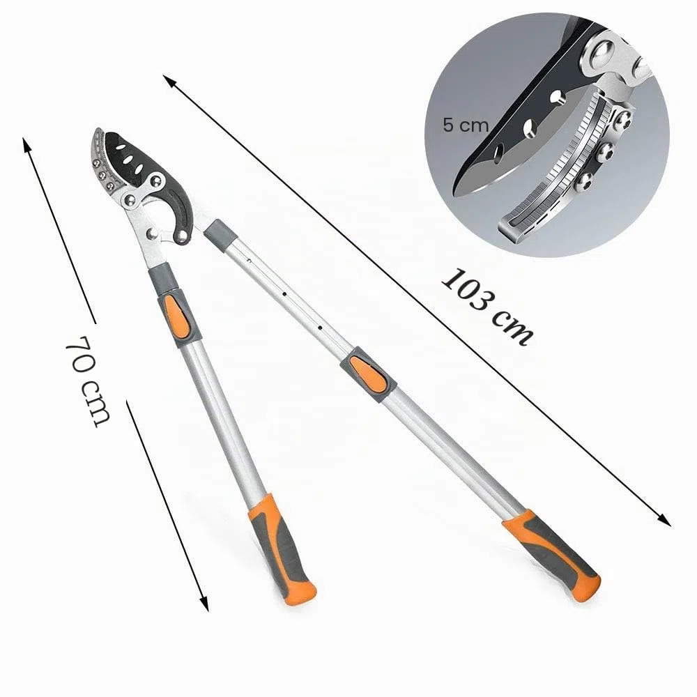 AIRAJ Coupe Branche Telescopique Ébrancheur 70-103CM,Avec Lames de Rechange,Coupe Branches les Plus Epaisses 5CM,Lame en Acier SK-5 et Coupe 6 Positions,Professionnel Coupe Branche