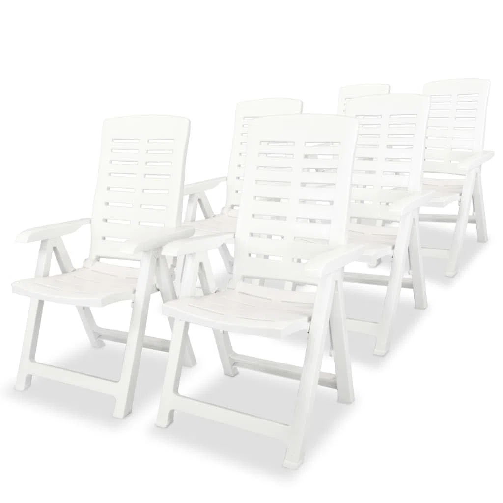 Solivagant Chaises inclinables de Jardin Lot de 6 Plastique Blanc,(42.24 KG)