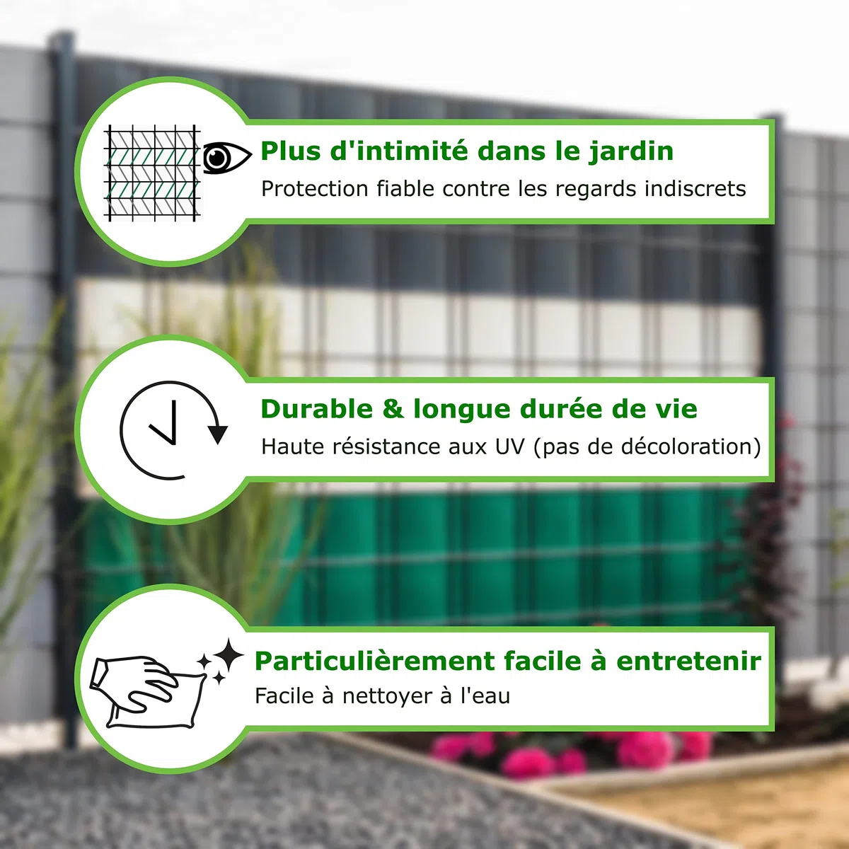 PVC WorkingHOUSE Brise-Vue pour Clôture Double Barre 650g/m² 35 m x 19 cm, Brise-Vue de Clôture, Décoration de Jardin, Résistant aux Intempéries, Sans Entretien