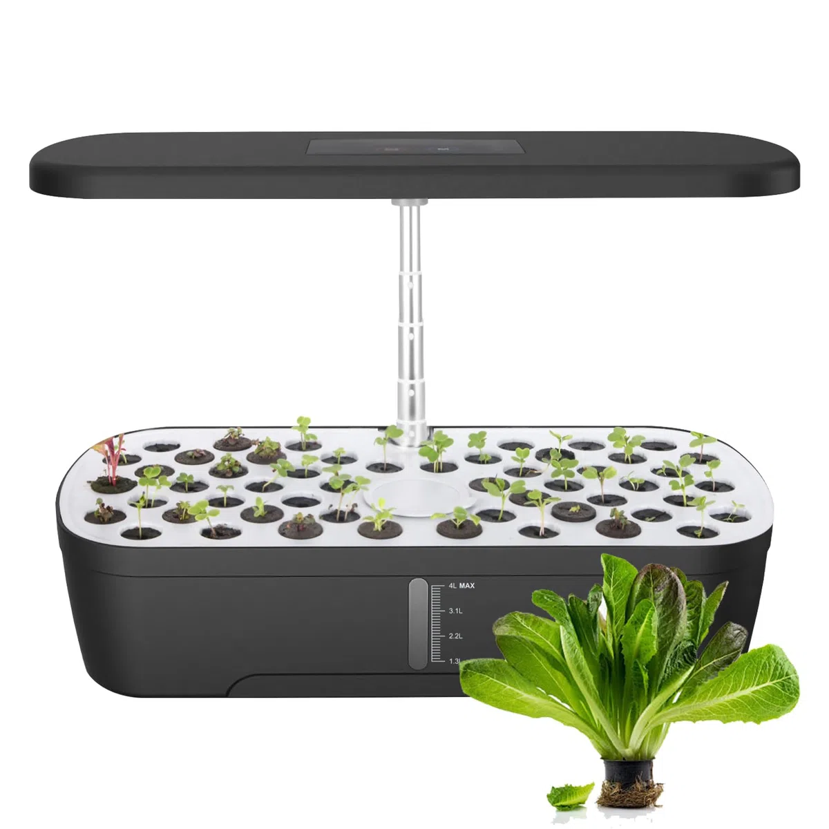 Système Hydroponique de Germination 52 Emplacements, Lampe LED Plein Spectre 24 W, Réservoir 4 L avec Minuterie Automatique et Arrosage Intelligent pour Fleurs, Légumes et Semis