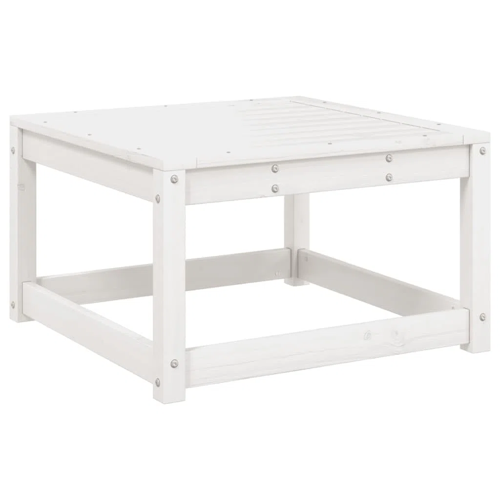 vidaXL Repose-Pied de Jardin avec Coussins, Pouf de Palette, Table Basse de Terrasse, Meuble Modulaire de Salon Balcon, Blanc Bois de Pin Massif