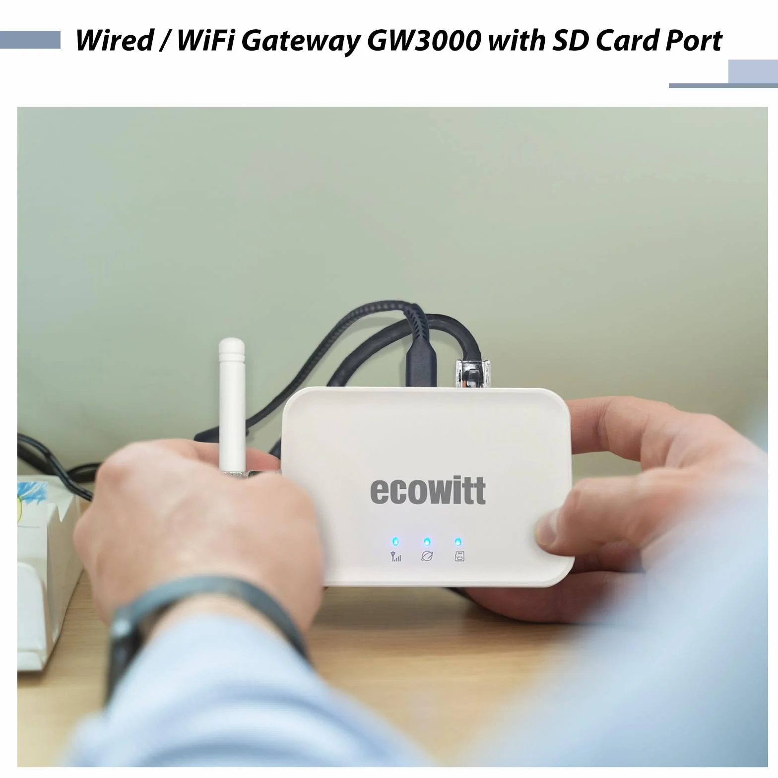 ECOWITT WN31 Thermomètre multicanal - Capteur hygromètre + passerelle 3 en 1 GW3000, compteur de température et d'humidité avec écran LCD, surveillance à distance via application, interrupteurs DIP
