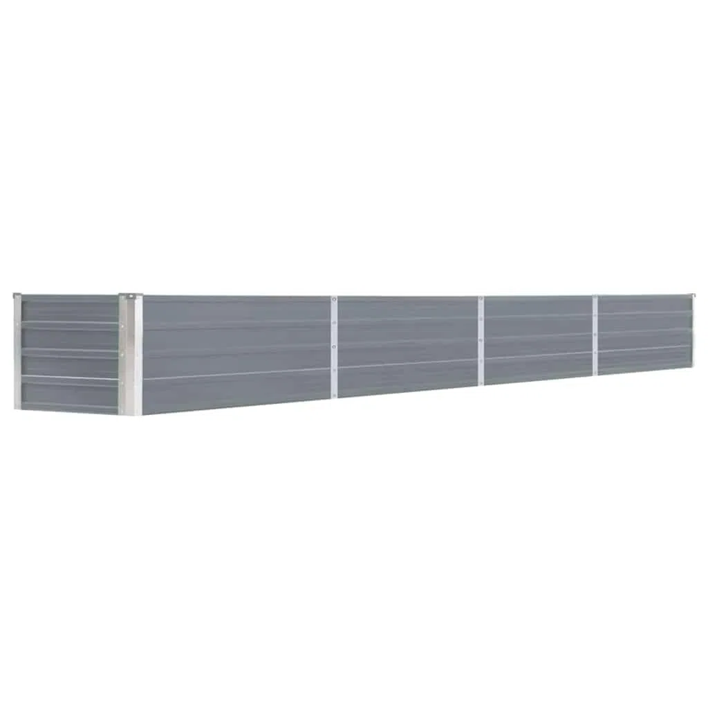 vidaXL Lit Surélevé Pot de Fleurs Bac à Plante Pot de Plante Bac de Fleurs Jardinière Jardin Extérieur 320x40x45 cm Acier Galvanisé Gris