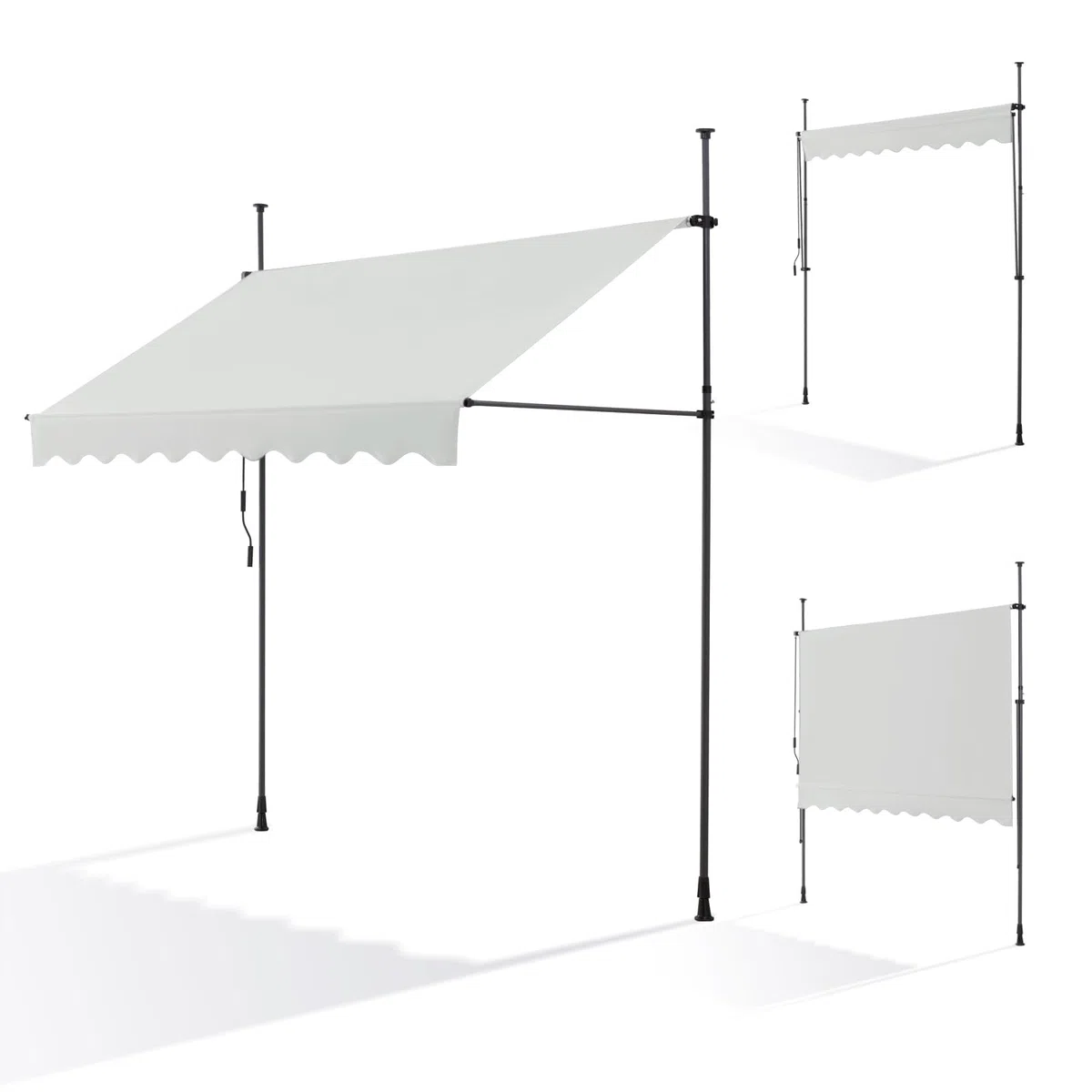 Canopée Store Banne Manuel Rétractable avec Manivelle, Auvent de Terrasse sans perçage, Protection Solaire Réglable pour Balcon, Terrasse, Jardin (Beige, 2.5m x 1.2m)