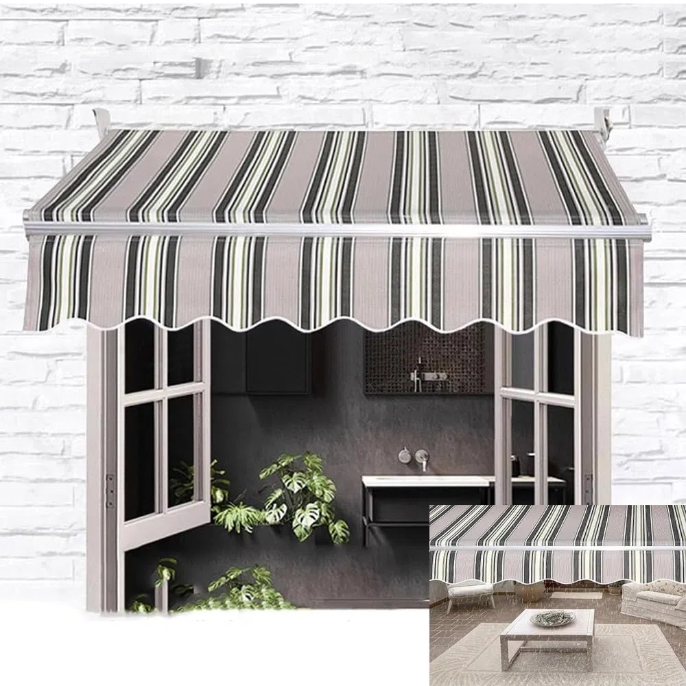Tissu De Remplacement pour Auvent Extérieur, 350x300cm Toile D'Auvent Rétractable, Tissu De Rechange pour Store Banne avec Volant(Light,11.5x8ft/3.5x2.5m)