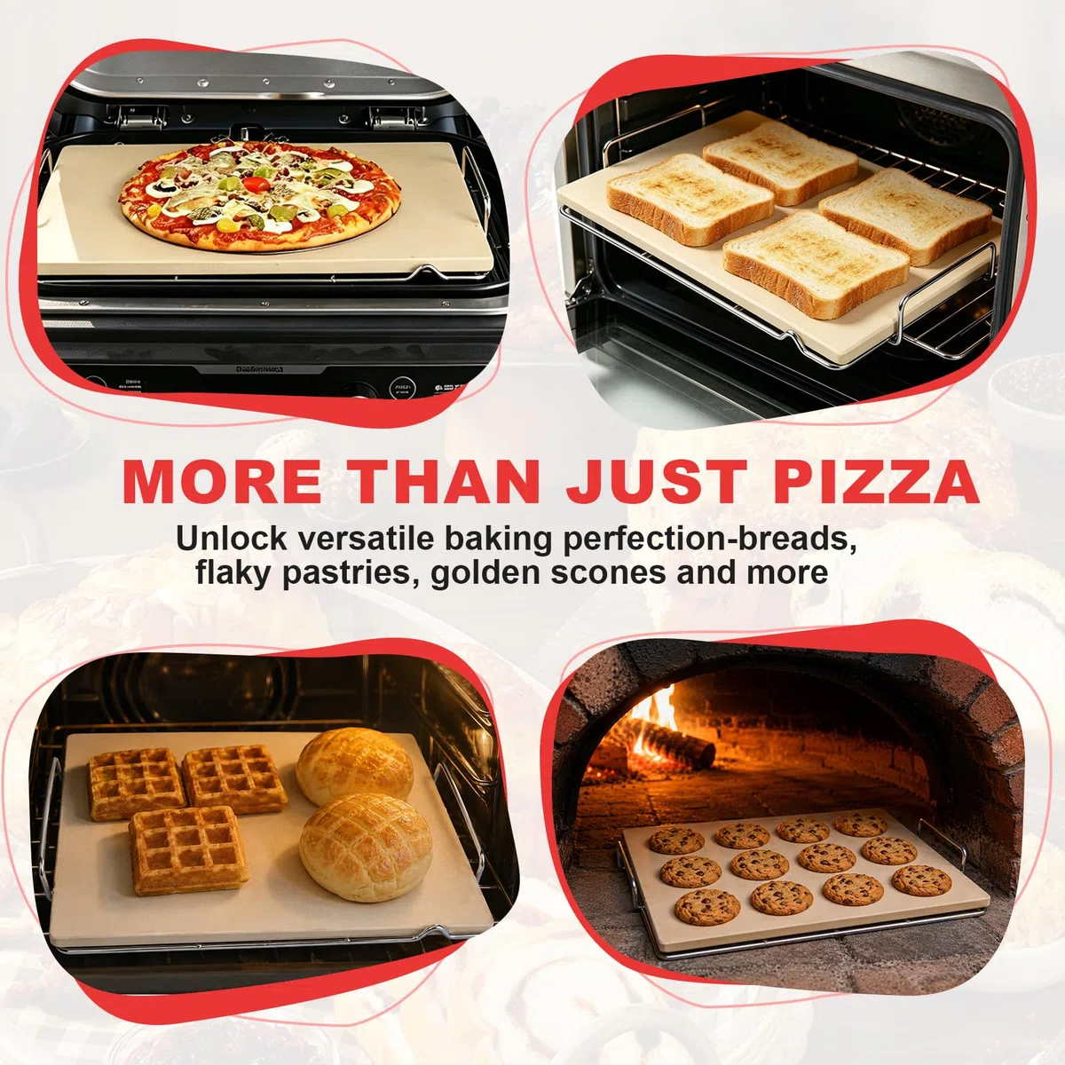 OG900 Pierre à pizza avec support pour Ninja Woodfire OG800/OG900 Series XL, pierre de cuisson rectangulaire pour barbecue Ninja OG850 OG951 OG952 Pro Connect XL, accessoires à pizza pour four à pizza