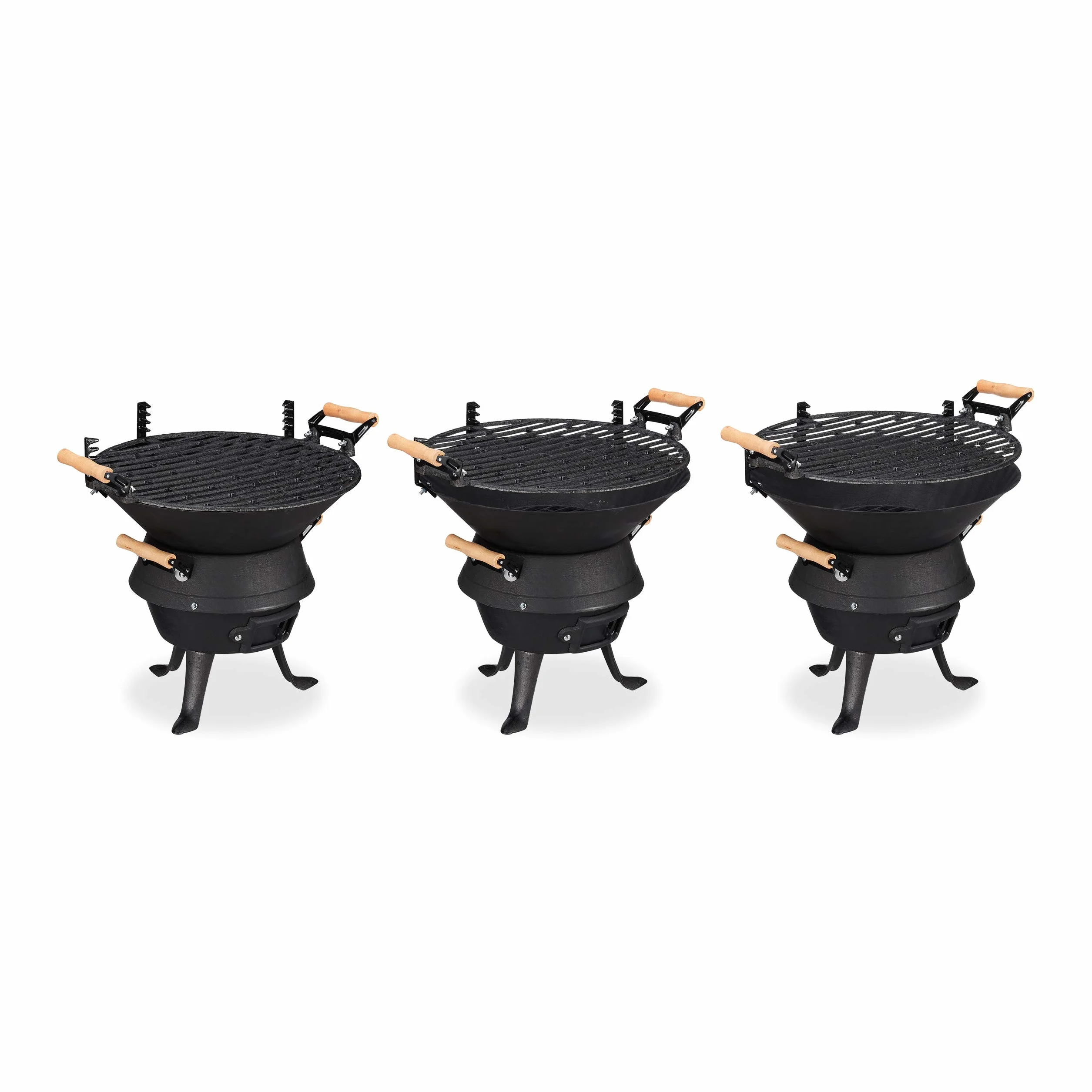 Relaxdays Baril de Barbecue en Fonte de Fer, Foyer réglable en Hauteur, aération, pour Charbon, HlP 40x45x36cm. Noir