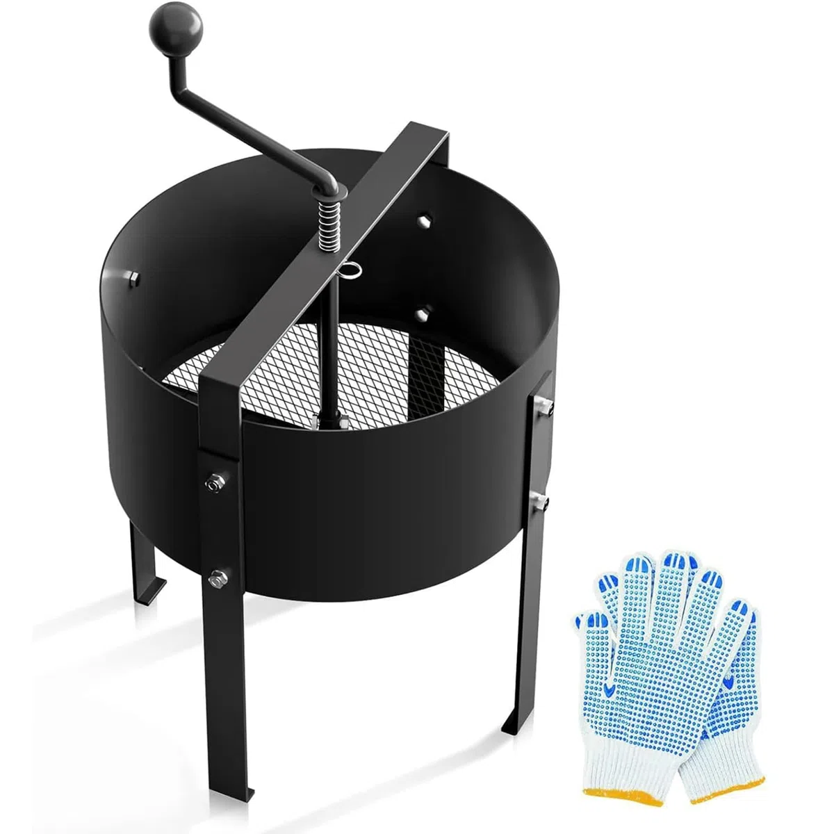 McbeAn Tamis De Sol Rotatif, Maille De Tamisage De Rempotage De Jardin avec Gants De Jardin, Tamisage De Maille De 0,2", Nettoyage Rapide À Haute Efficacité, Outils De Jardin De Tamis À Compost
