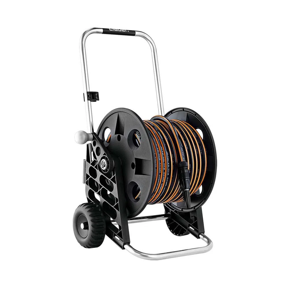 Claber Kit Pronto 30, chariot dévidoir en aluminium et plastique avec tuyau et lance d'arrosage