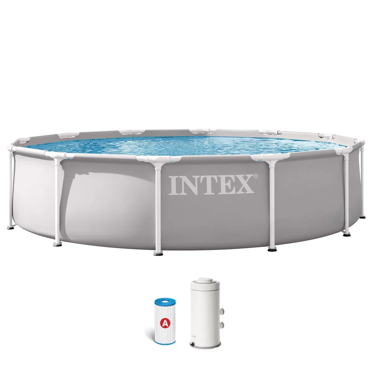 Intex kit piscinette prism frame ronde tubulaire (ø)3,66 x (h)0,76m 26712 Gris Clair