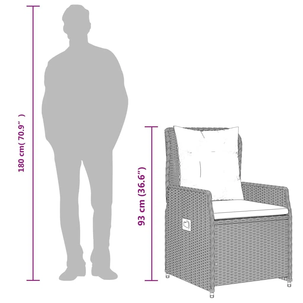 vidaXL Chaises inclinables de Jardin lot de2 Gris Clair résine tressée, Fauteuil de Jardin inclinable, Fauteuil inclinable de Jardin, Chaise inclinable d'extérieur