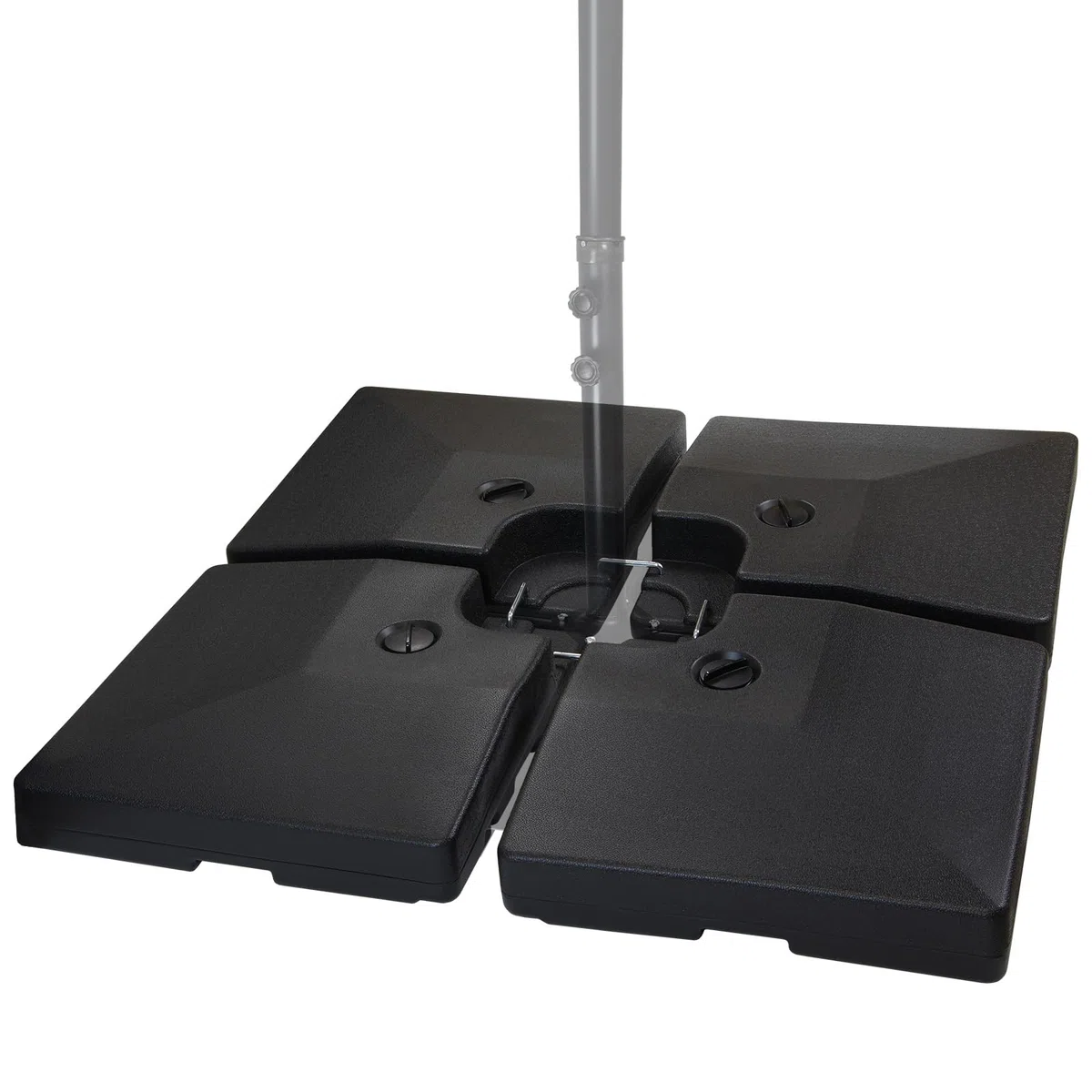 Montafox Lestage pour parasols Dalles de Parasol pour Parasol déporté - Pied en Croix Noir 90 litres / 150 kg - Peut être rempli d'eau ou de Sable