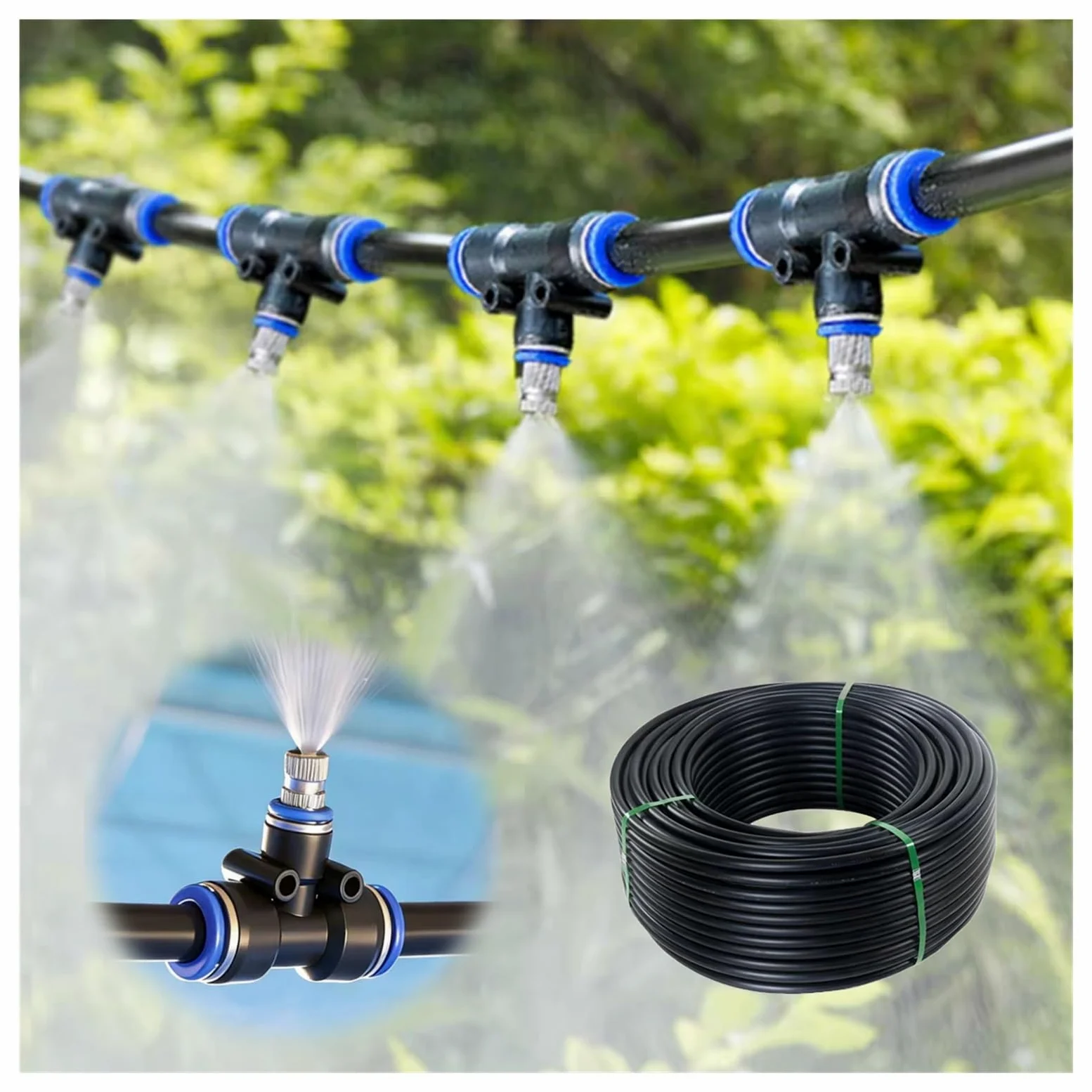 Système De Brumisation Pour Serre Agricole Kit De Pulvérisation À Goutte-à-goutte Réglable Avec Buses De Pulvérisation Pour La Réduction De La Température Des Plantes